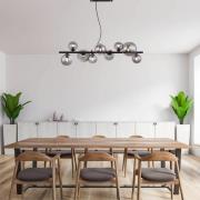 Riha-riippuvalaisin, pituus 87 cm, musta/savunvärinen, 9-valo.