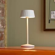 LED-akku-pöytälamppu Facetta, valkoinen, 22 cm, metalli, CCT IP44