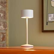 LED-akku-pöytälamppu Veluna, valkoinen, korkeus 25 cm, IP44, himmennet...