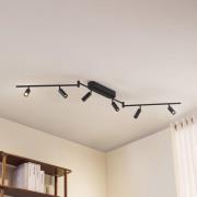 Lindby LED-kattovalaisin Eldrin, 6-lamppuinen, spotti, musta