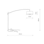 Kaareva kaarilamppu Poise B, harmaa, teräs, tekstiili, ulottuvuus 255 ...