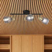 Kattovalaisin Lindita, 3-lamppuinen, lasi, savuharmaa, E14