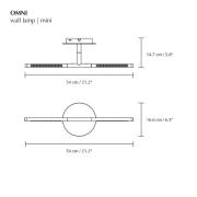 UMAGE LED-seinävalaisin Omni, teräksenvärinen, leveys 54 cm, 2-lamppui...