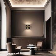 Stilnovo seinälamppu Megafono, musta, leveys 33 cm, 4-lamppuinen.