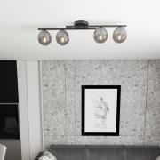 Kattovalaisin Kairo, musta/savuharmaa, metalli, 4-lamppuinen.