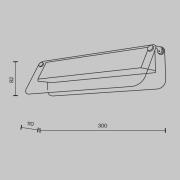 LED-seinävalaisin FLAT, harmaa/messinki, leveys 30 cm, lasi/metalli