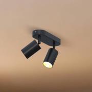 Calex GU10-kattospotti, musta, pituus 21 cm, 2-lamppuinen, metalli