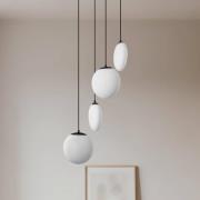 Lucande Lunelle-riippuvalaisin, musta, lasi, 4-lamppuinen, Ø 40 cm