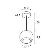 SLV riippuvalo Light Eye 150, valkoinen, Ø 15 cm, metalli