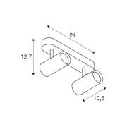 SLV LED-kattokohdevalo Noblo, musta, 3 000 K, pituus 24 cm