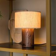 Pöytälamppu Tachina, korkeus 20 cm, ruskea/luonnonväri, puu/kangas