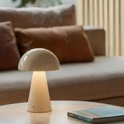 Lindby LED-ladattava pöytävalaisin Nevijo, beige, Ø20cm, USB, himmenni...