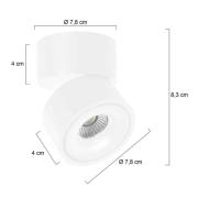 LED-kattokohdevalo Fez, valkoinen, 1-lamppuinen, metalli, kääntyvä