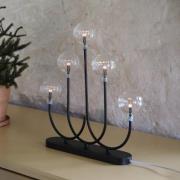 Enys-kynttilänjalka, musta/kirkas, rauta/lasi, 5-lamppuinen, LED