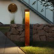 LED-pylväsvalaisin Rho, ruosteenvärinen, korkeus 100 cm, metalli, IP54