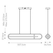 LED-riippuvalaisin DENMARK, mattamusta, pituus 107 cm, metalli