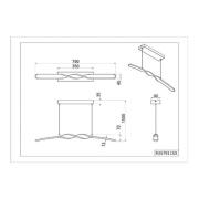 LED-riippuvalaisin Ginko, musta mattapintainen, metalli, pituus 79 cm