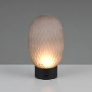 LED-akku-pöytävalaisin Facette, savuharmaa, USB, lasi