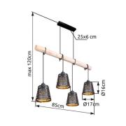 Riippuvalaisin Ablona, pituus 85 cm, musta/kulta, metalli