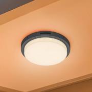 LED-ulkoseinävalaisin Bermejo, pyöreä, anturi, CCT, antrasiitti