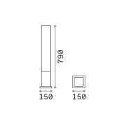 Ideal Lux pylväsvalaisin Edo square, antrasiitti, GX53