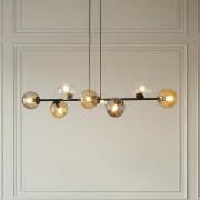 Riippuvalaisin Glassy, 8-lamppuinen, musta, grafiitti/keltainen/kirkas