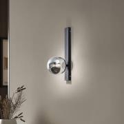 Rumba-seinävalaisin, musta/savuharmaa, lasi/metalli, korkeus 40 cm