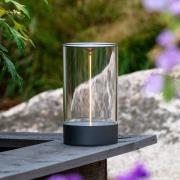 LED-akkukäyttöinen pöytävalaisin Edison, korkeus 23 cm, harmaa/kirkas,...