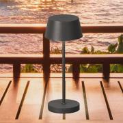 LED-akkupöytälamppu Sienna Pro, hiekanharmaa, 24 cm, metalli IP54