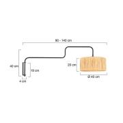 Seinälamppu Bloeba, musta/ruskea, ulkonema 140 cm, meriruoko