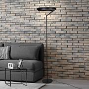 LED-lattiavalo Mykty, musta, korkeus 170 cm, metalli 2-lamppuinen CCT