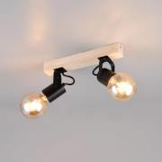 Kattovalaisin Lynar, musta, puu, metalli, pituus 31 cm, 2-lamppuinen.