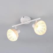 Kattovalaisin Calvi, valkoinen, luonnonrottinki, pituus 40 cm, 2-lampp...