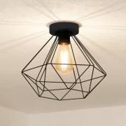 Tarbes-häkkikattovalo, 1 lamppu, Ø 32,5 cm, musta