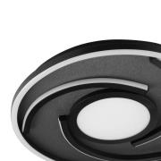 LED-kattovalaisin Hardy, Ø 35 cm, musta matta, metalli/kangas