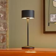 LED-akku-pöytälamppu Veluna, musta, korkeus 25 cm IP44 himmennettävä C...