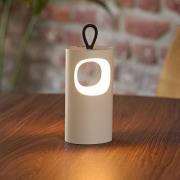 LED-akku-pöytälamppu Lunari, beige, 16 cm, metalli, CCT IP44
