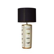 Pöytälamppu Lucca, musta, korkeus 67 cm, pellavatekstiili, keraaminen