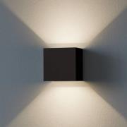 LED-ulkoseinälamppu Calpino 3, musta, leveys 10 cm, 2-lamppuinen.