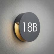 Lucande Advero LED-ulkoseinälamppu, antrasiitti, talonumero CCT