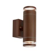 LED-ulkoseinävalaisin Luno, ruskea, 2-lamppuinen, IP65, himmennettävä.