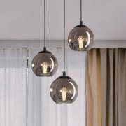 Riippuvalaisin Ariscani, savuharmaa, Ø 43 cm, 3-lamppuinen, lasi, E27