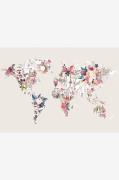 MalerifabrikkenJuliste Worldmap flowers lightBeigeJulisteet- Homeroom