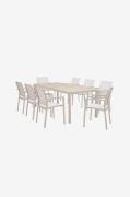 LifestyleGardenUrbanite setti w. 207 cm pöytä ja 8 pinottavaa nojatuol...