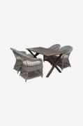 LifestyleGardenPöytä 150 cm & 4 kpl Marbella-tuolejaRuskeaRuokailuryhm...