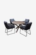 LifestyleGardenPöytä Ø 112 cm & 4 kpl Mikado-tuoleja.RuskeaRuokailuryh...