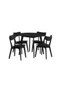 NORDFORMRoxby-ruokapöytä ja 4 tuolia, 105 x 105 x 76 cmMustaRuokailury...