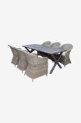 LifestyleGardenPöytä 190 cm & 6 kpl Mercury-tuolejaHarmaaRuokailuryhmä...