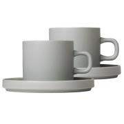 blomus Pilar-kahvimuki ja lautanen, 2-pack Mirage grey