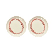 Serax Ottolenghi Feast lautanen S Ø19 cm 2-pakkaus White stripes-red